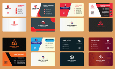 Business card bundle design,  Corporate Business Card, Postcard Template Design, Creative modern and minimal Business Card Design. flat icons for business and finance.