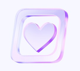 Poster - heart icon with colorful gradient. 3d rendering illustration for graphic design, ui ux design,  presentation or background . shape with glass effect