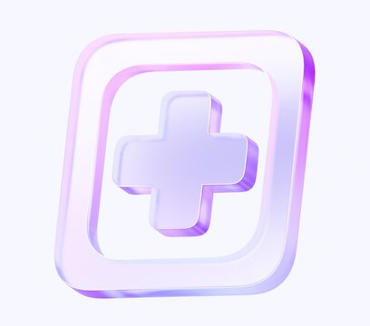 plus icon with colorful gradient. 3d rendering illustration for graphic design, ui ux design, presentation or background . shape with glass effect