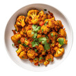 Aloo Gobi Indian Dish On White Plate. Isolated On A Transparent Background, Png. Generative AI