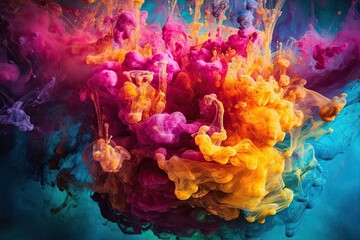 Fototapete - colored ink swirling in water, creating abstract patterns and shapes Generative AI