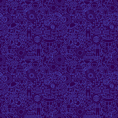 Wall Mural - space dark line seamless pattern. vector illustration of outline tileable background.