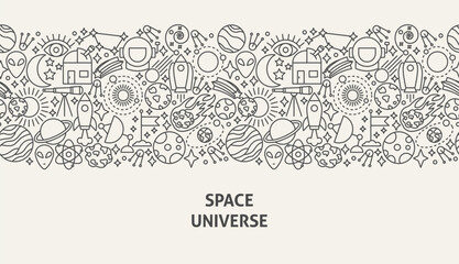 Wall Mural - space universe banner concept. vector illustration of line web design.