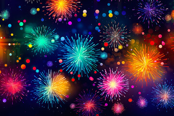 Sticker - Fireworks graphic design, 4th of July, New Year's Eve, celebration, background. Generative AI