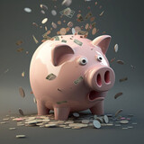 Fototapeta Natura - piggy bank and money
