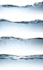 Poster - Collage with different beautiful water waves on white background