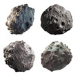 Asteroid Set Isolated on Transparent Background - Generative AI
