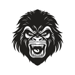 Wall Mural - angry gorilla, vintage logo line art concept black and white color, hand drawn illustration