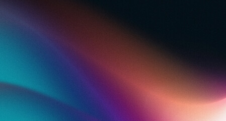 Wall Mural - Blue orange purple black grainy gradient dark noise texture background, abstract header poster large banner design, copy space