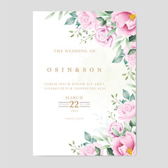   hand drawn floral wedding invitation card template