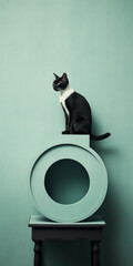 Poster - Cat sitting on decorative