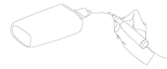 Poster - One continuous line of stationery drawn with felt tip pen. Thin Line Illustration vector concept. Contour Drawing Creative ideas.