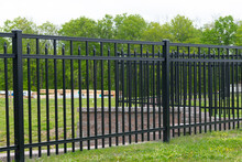 Iron Blackblack Steel Fence Of Residential House Modern Style Fence