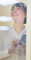 Poster - asian happy businesswoman working