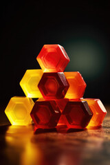 Poster - Red yellow and orange hexagonal candy.