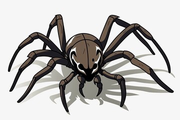 Sticker - brown spider resting on a white surface Generative AI