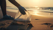 © Lee John - Join the Fight Against Plastic Pollution, Hand Picking Trash on the Beach for World Environment Day and Earth Day With Generative AI Technology