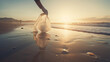© Lee John - Join the Fight Against Plastic Pollution, Hand Picking Trash on the Beach for World Environment Day and Earth Day With Generative AI Technology