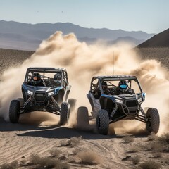 Wall Mural - Two Side By Side Off Roading Together In The Desert