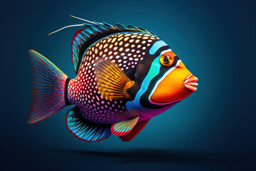 Wall Mural - Striking Triggerfish Under the Ocean - Generative AI