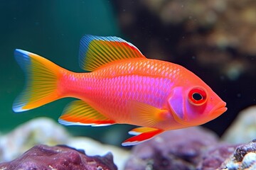 Wall Mural - colorful fish swimming in an aquarium Generative AI
