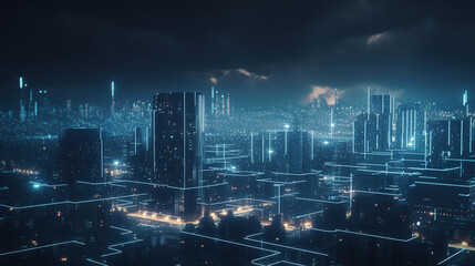 Wall Mural - aerial view of the city. Generative Ai