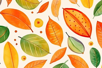 Wall Mural - botanical painting of leaves and berries on a white background Generative AI