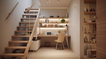 Home Interior Design Small Space Storage Under Stair Area Organize Concept,image Ai Generate