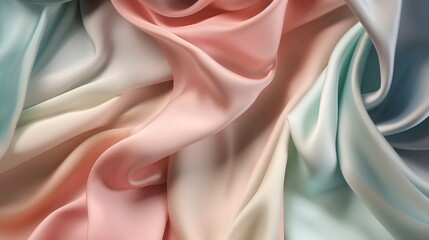 Abstract background of multicolored pastel silk or satin fabric texture. Generative ai illustration