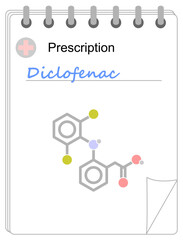 Wall Mural - Medical prescription pad. Simplified formula icon of diclofenac.