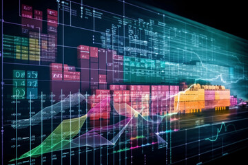 Poster - Container cargo ship global business logistics import export freight shipping transportation, Generative AI