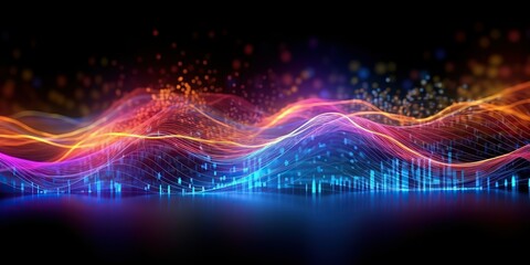 3d render Abstract futuristic background with blurry glowing wave and neon lines Spiritual energy