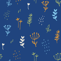 Fototapete - Seamless pattern with hand drawn floral elements