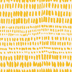 Fototapete - Seamless abstract pattern with yellow hand drawn strokes