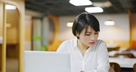 Poster - asian happy businesswoman working