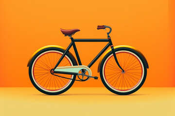 Fototapete - A minimalist graphic design featuring the silhouette of a bicycle with bold typography and colors.   Generative AI technology..
