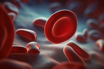 Leinwandbilder - A medical image of a sickle cell, a type of red blood cell with an abnormal shape. Generative AI technology..