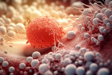 Aufkleber - a neutrophil, a type of white blood cell, engulfing bacteria. Generative AI technology..