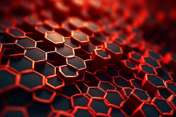 Poster - An illustration of blood cells in a hexagonal pattern, resembling a microscopic honeycomb.  Generative AI technology..