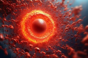 Leinwandbilder - An artistic interpretation of blood cells and plasma forming a mesmerizing spiral.  Generative AI technology..