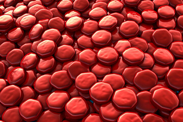 Aufkleber - An illustration of blood cells in a square pattern, resembling a microscopic checkerboard.  Generative AI technology..