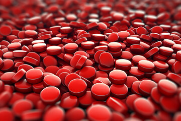Leinwandbilder - An illustration of blood cells in a square pattern, resembling a microscopic checkerboard.  Generative AI technology..