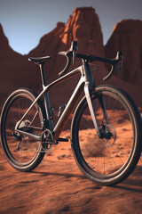 Poster - A modern gravel bike with wide tires and disc brakes, designed for off-road adventures.  Generative AI technology..