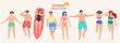 © sunisa - Human on the beach collection summer event illustration. Vector