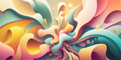 Wall Mural - Abstract organic colorful background wallpaper design in soft pastel colors (Generative AI)