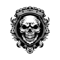 Poster - A striking Mexican skull emblem logo, perfect for a bold and edgy brand with a taste for the mystical and the macabre