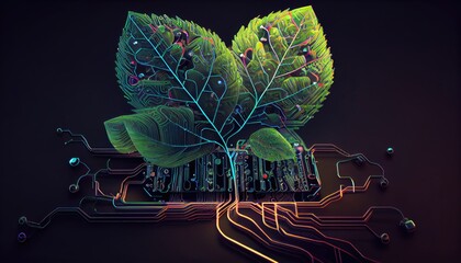 Wall Mural - Green environment technology concept. generative ai