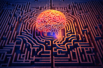 brain as a labyrinth or maze ai generated art Generative AI