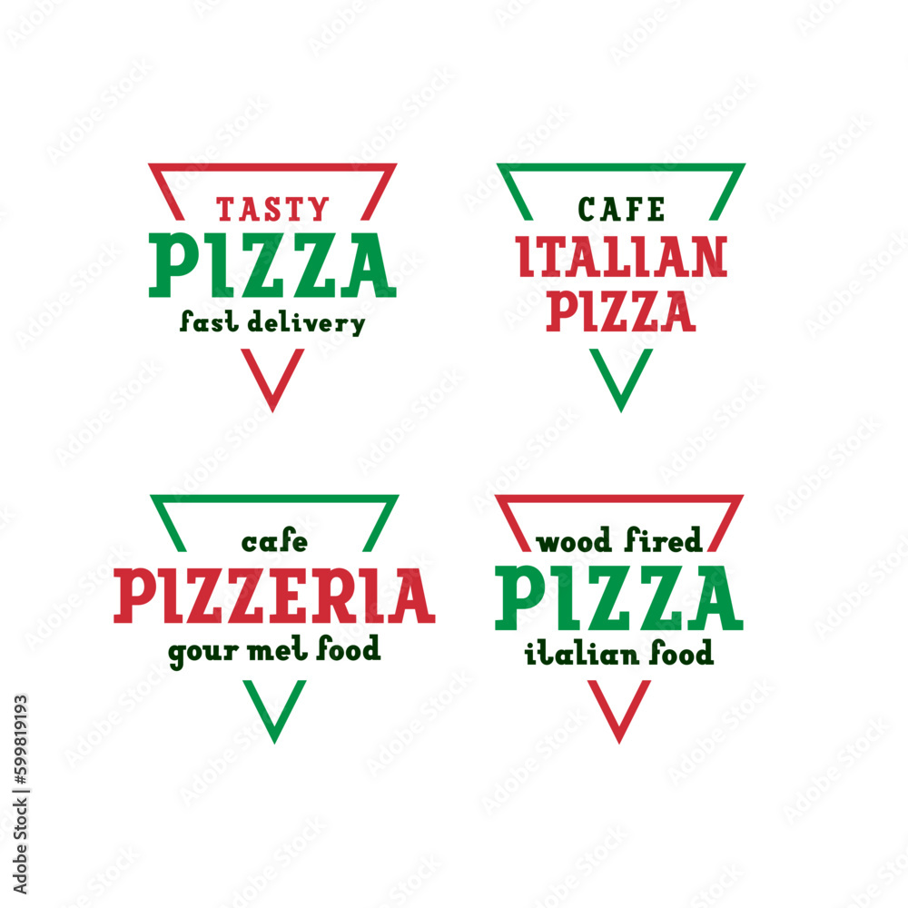 Stock-Vektorgrafik „Pizzeria logo set template, design emblem or badges ...