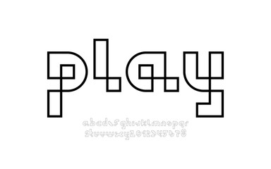 Poster - Square pixel alphabet, geometric font made of line, vector illustration 10EPS